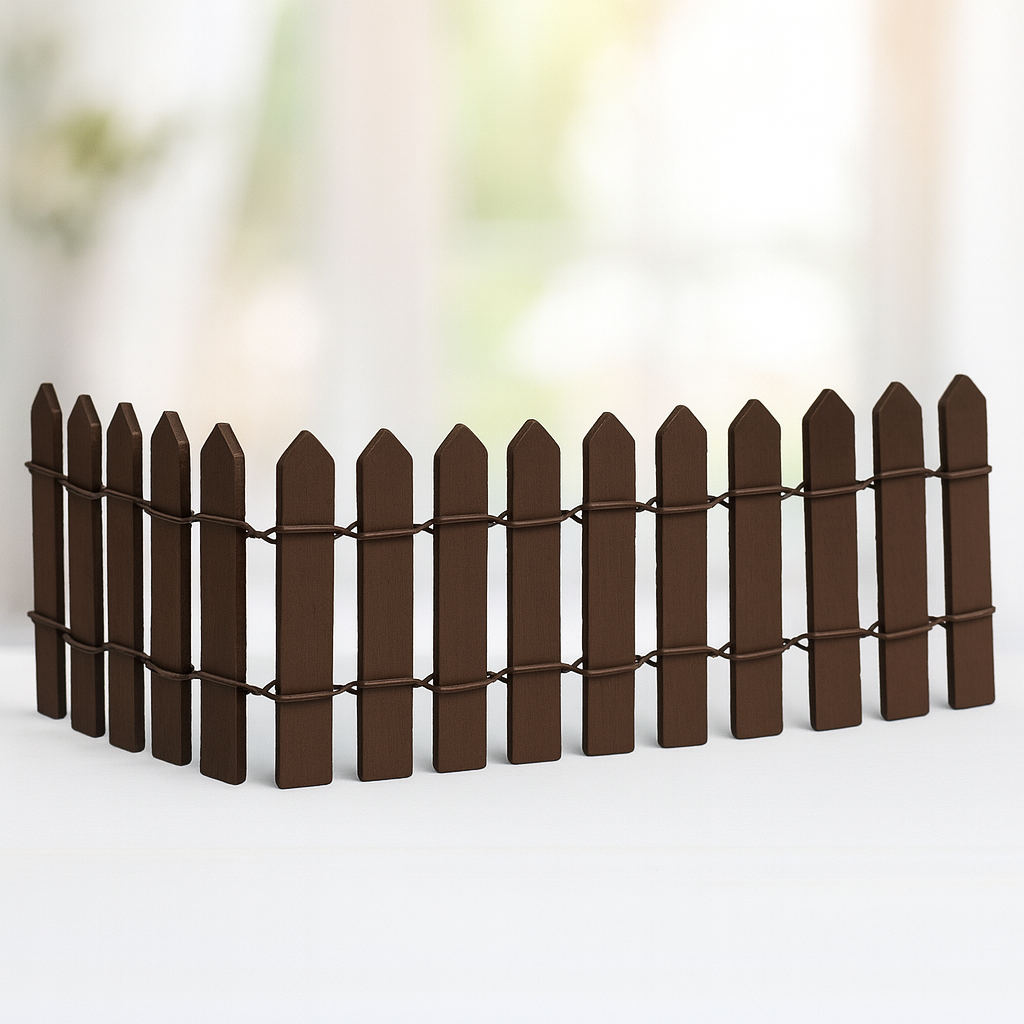 Miniatur Zaun Holz 25x6,5cm – Wichtel Zubehör in weiß, natur, braun