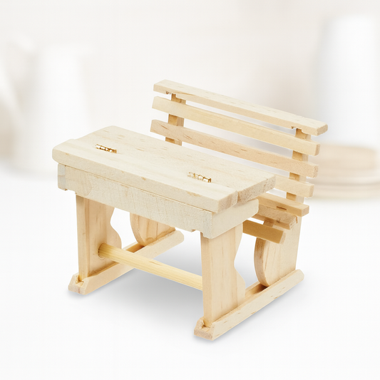 Miniatur Schulbank 7cm aus Holz – Wichtel Zubehör für Puppenhaus & Diorama