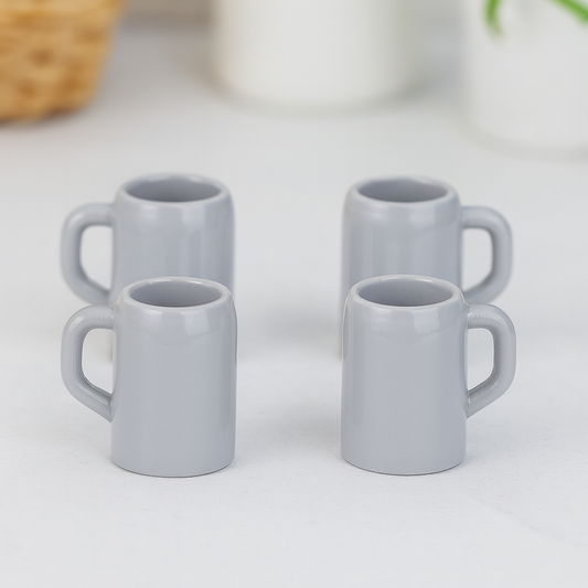 Miniatur Maßkrug 4-teilig ca. 1,2x1,7cm mit Henkel – Wichtel Zubehör Kunststoff