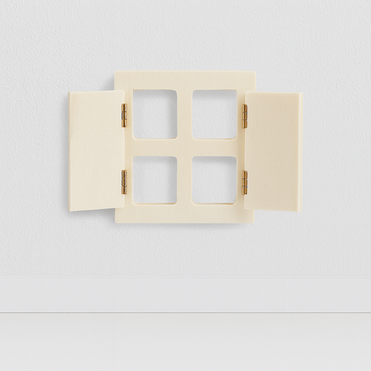 Miniatur Fenster aus Holz mit Seitenflügel 11,5x6cm – Wichtel Zubehör für Puppenhaus, Diorama und Modellbau