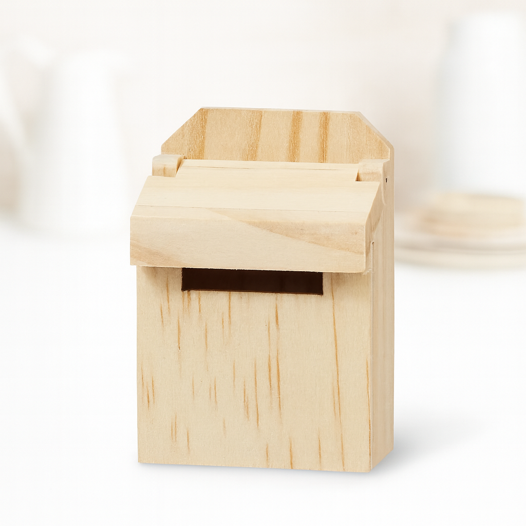 Miniatur Briefkasten 5cm aus Holz – Wichtel Zubehör für Puppenhaus & Diorama