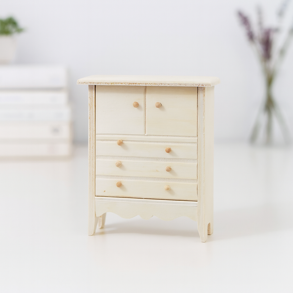 Miniatur Schrank 11,1cm aus Holz – Wichtel Zubehör für Puppenhaus, Diorama & Modellbau