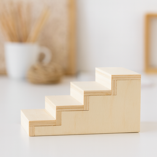 Miniatur Treppe 10cm aus Holz – Wichtel Zubehör für Puppenhaus, Diorama & Modellbau