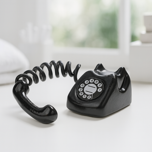 Miniatur Telefon schwarz 1,7cm – Wichtel Zubehör für Puppenhaus, Diorama und Wichtelwelt