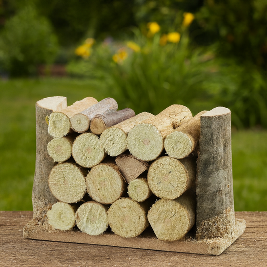Miniatur Holzstoß 6cm aus Naturholz – Zubehör für Puppenhaus, Diorama & Wichtelwelt