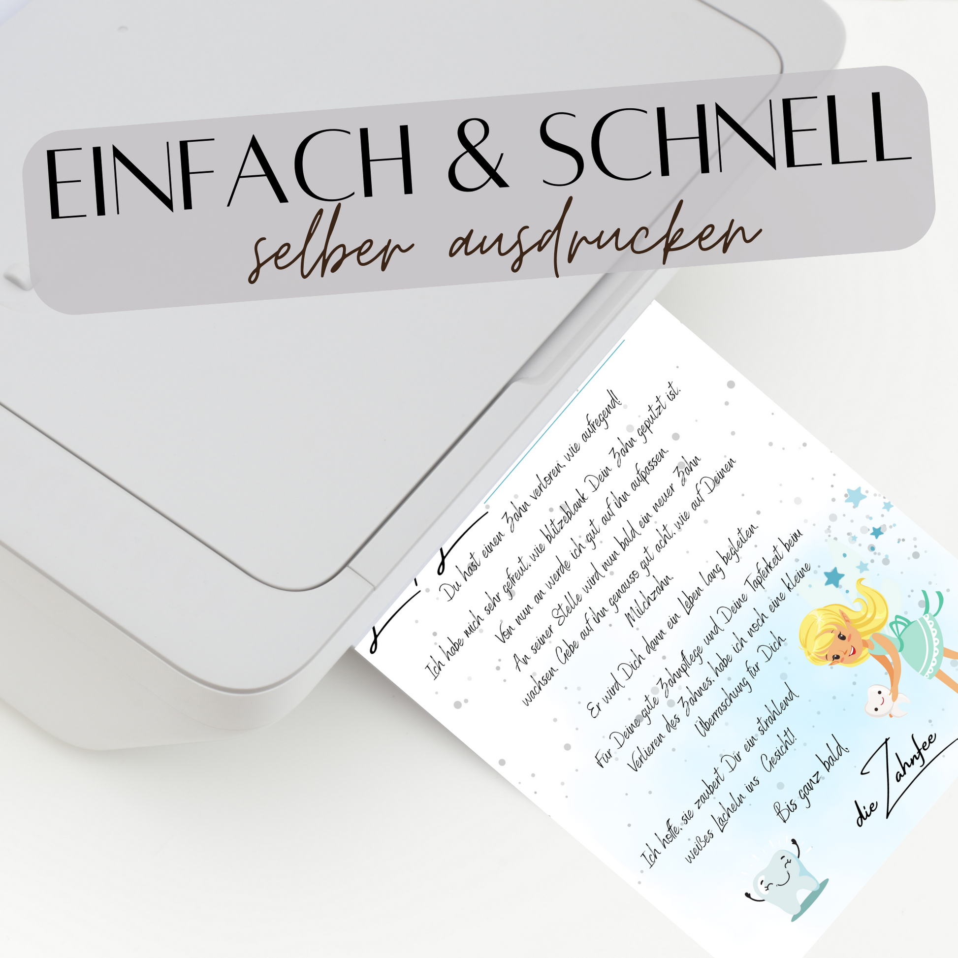 Brief von der Zahnfee – PDF Download mit Urkunde & Bastelumschlag