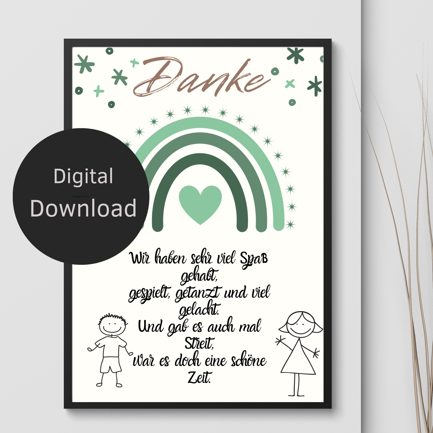 Danke Abschiedsgeschenk Erzieherin | Poster Kita Regenbogen | Digitaler Download