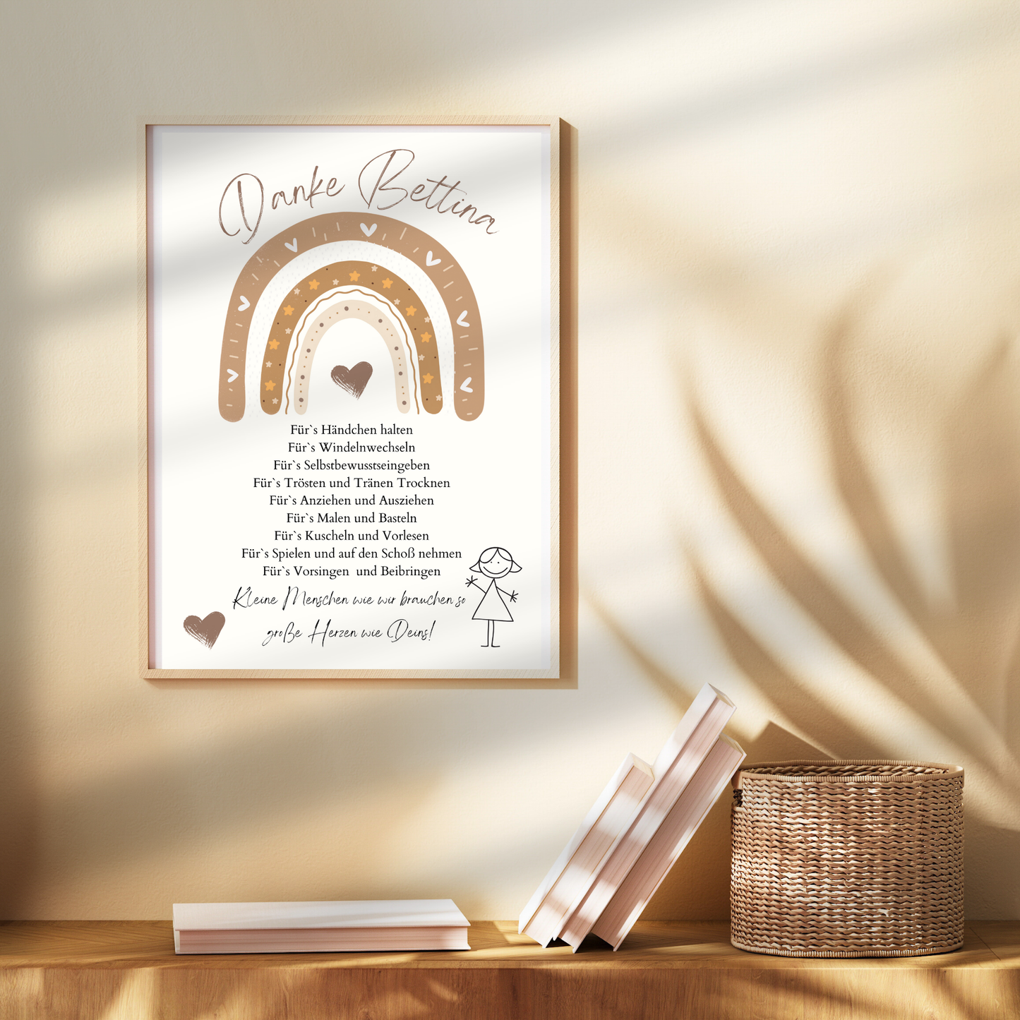 Personalisierbares Danke Poster für Erzieher/in. Digitaler Download – sofort ausdrucken & verschenken. Perfektes Abschiedsgeschenk Kindergarten.