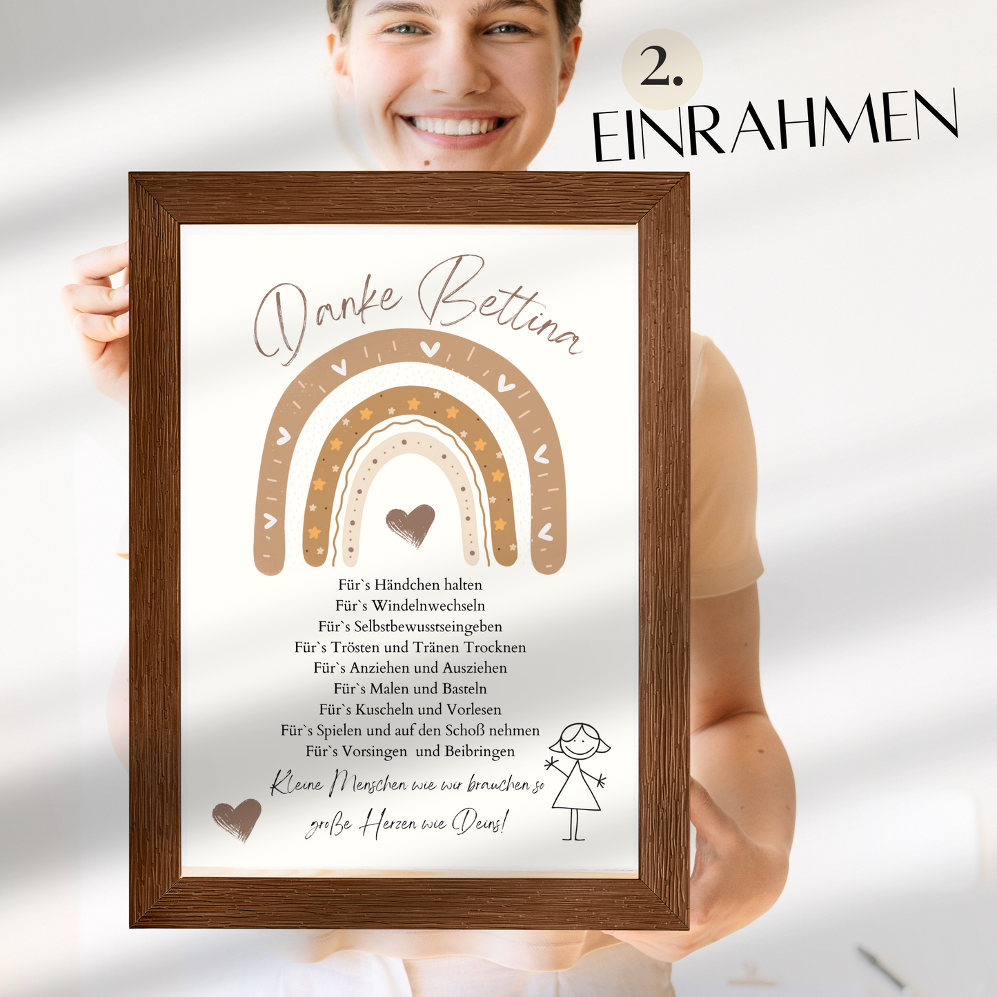 Personalisierbares Danke Poster für Erzieher/in. Digitaler Download – sofort ausdrucken & verschenken. Perfektes Abschiedsgeschenk Kindergarten.