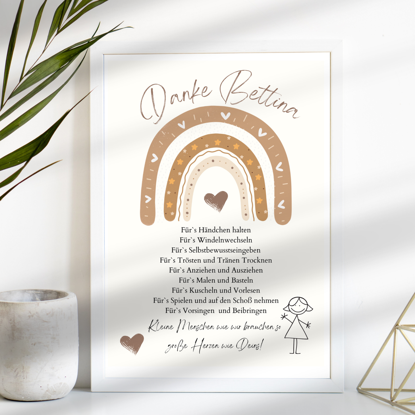 Personalisierbares Danke Poster für Erzieher/in. Digitaler Download – sofort ausdrucken & verschenken. Perfektes Abschiedsgeschenk Kindergarten.