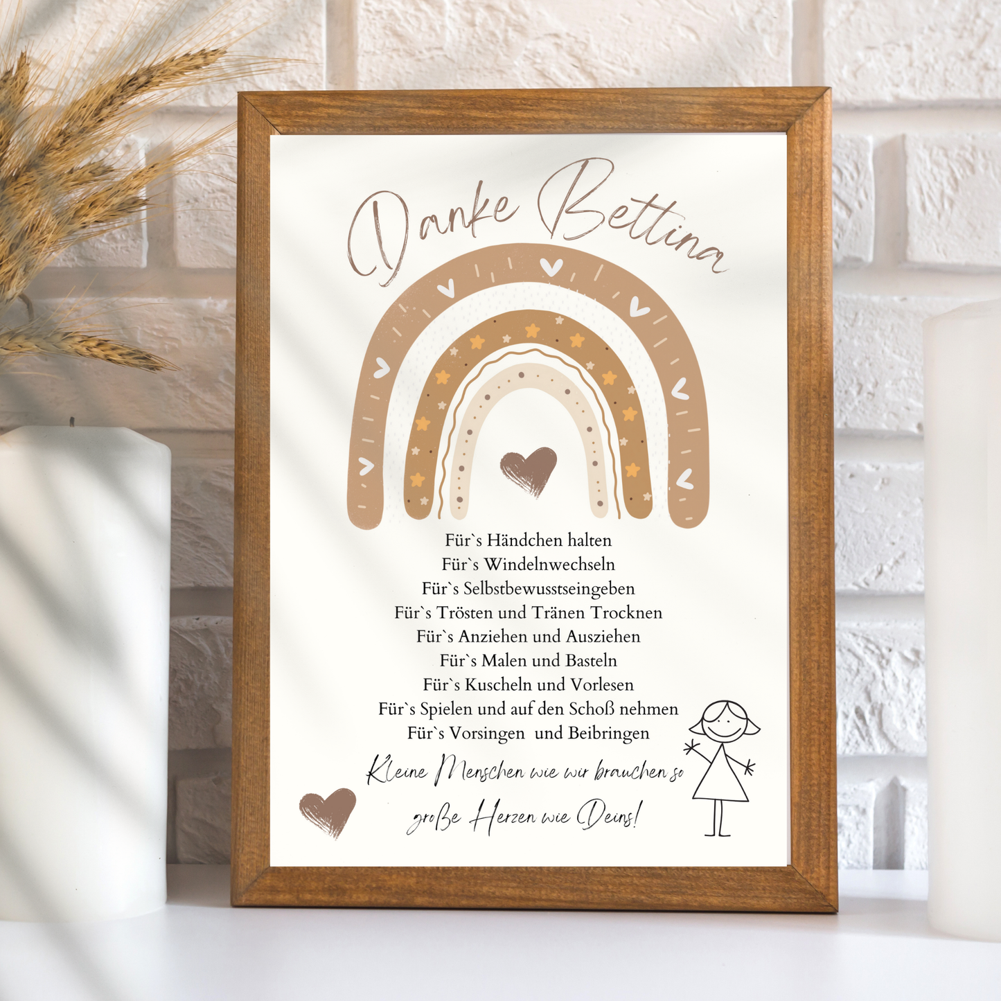 Personalisierbares Danke Poster für Erzieher/in. Digitaler Download – sofort ausdrucken & verschenken. Perfektes Abschiedsgeschenk Kindergarten.