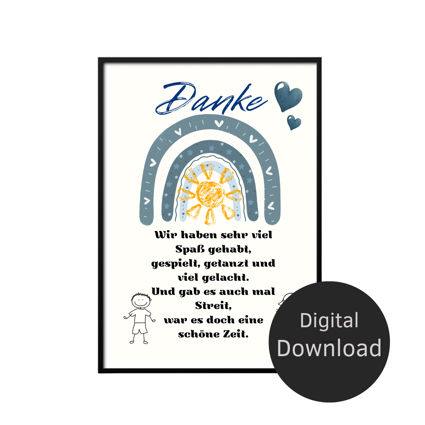 Digitaler Download Poster "Danke" für Erzieher/in – Abschiedsgeschenk Kita DIN A4