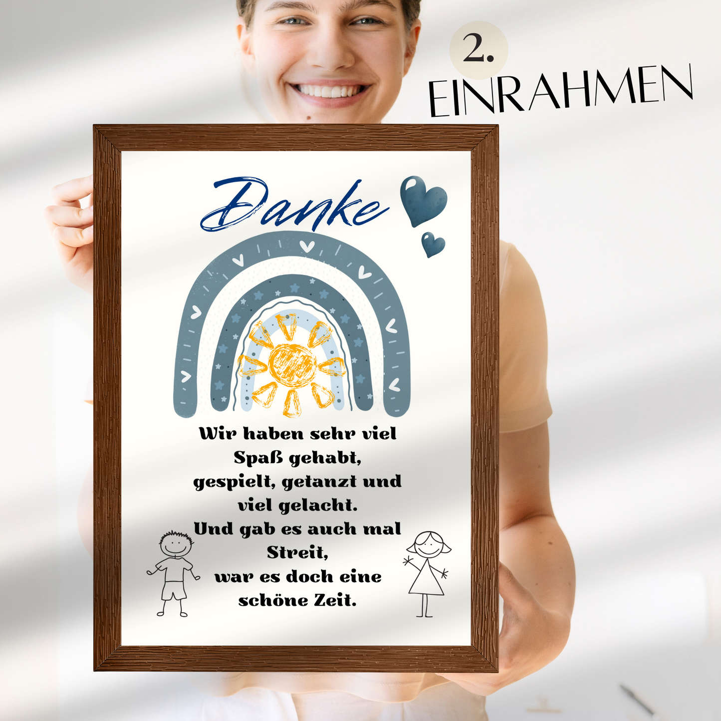 Digitaler Download Poster "Danke" für Erzieher/in – Abschiedsgeschenk Kita DIN A4