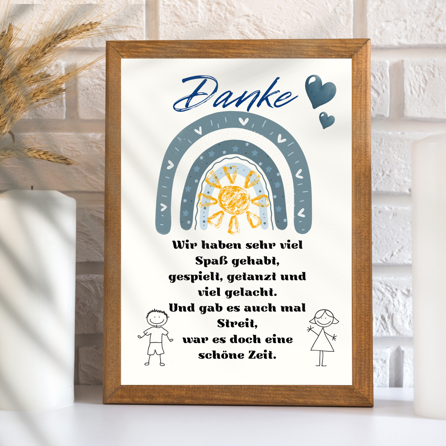 Digitaler Download Poster "Danke" für Erzieher/in – Abschiedsgeschenk Kita DIN A4