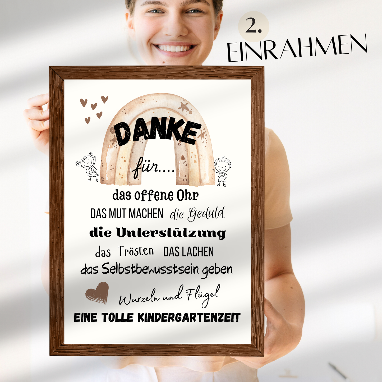 Liebevolles Abschiedsgeschenk für Erzieherin: Digitaler Download im Regenbogen-Design zum Ausdrucken. Danke Kita Poster – Last-Minute Geschenkidee!