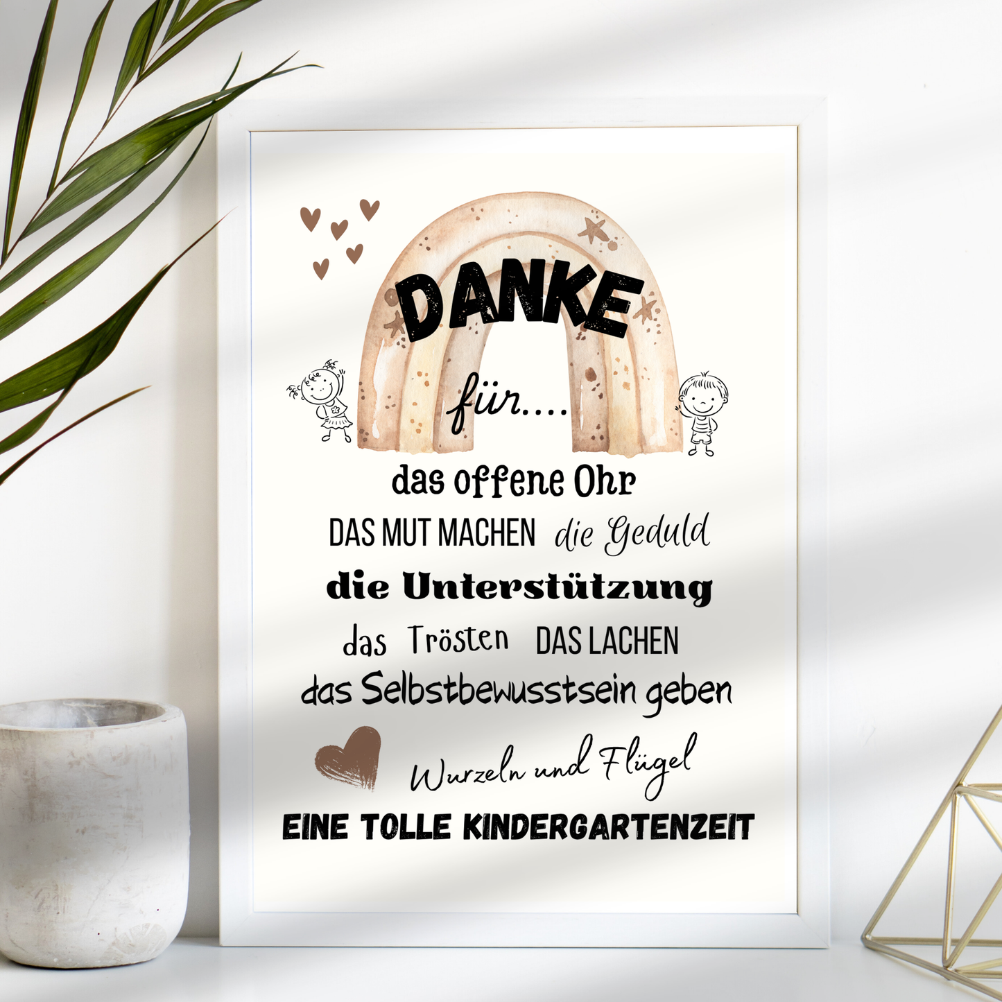 Liebevolles Abschiedsgeschenk für Erzieherin: Digitaler Download im Regenbogen-Design zum Ausdrucken. Danke Kita Poster – Last-Minute Geschenkidee!