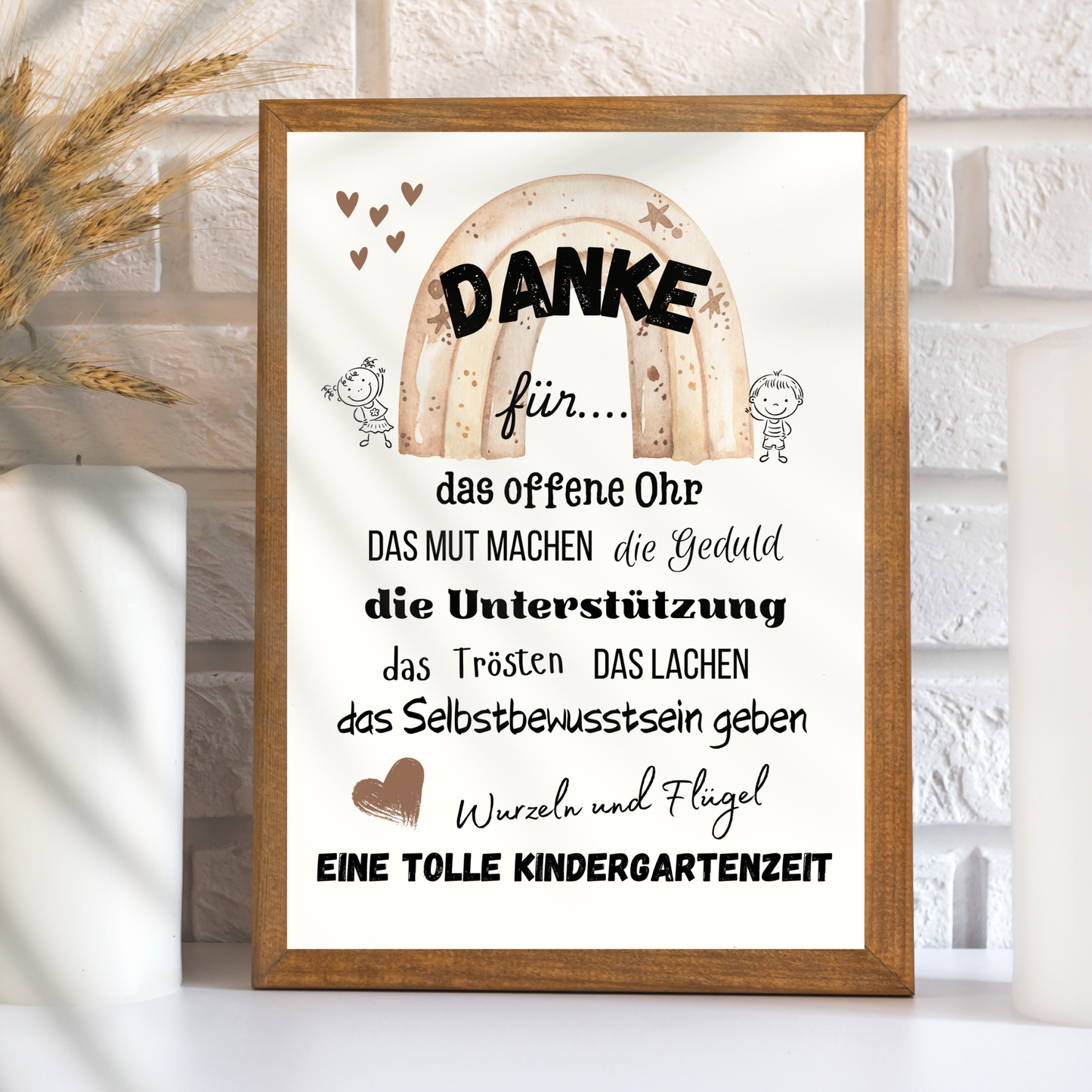 Liebevolles Abschiedsgeschenk für Erzieherin: Digitaler Download im Regenbogen-Design zum Ausdrucken. Danke Kita Poster – Last-Minute Geschenkidee!