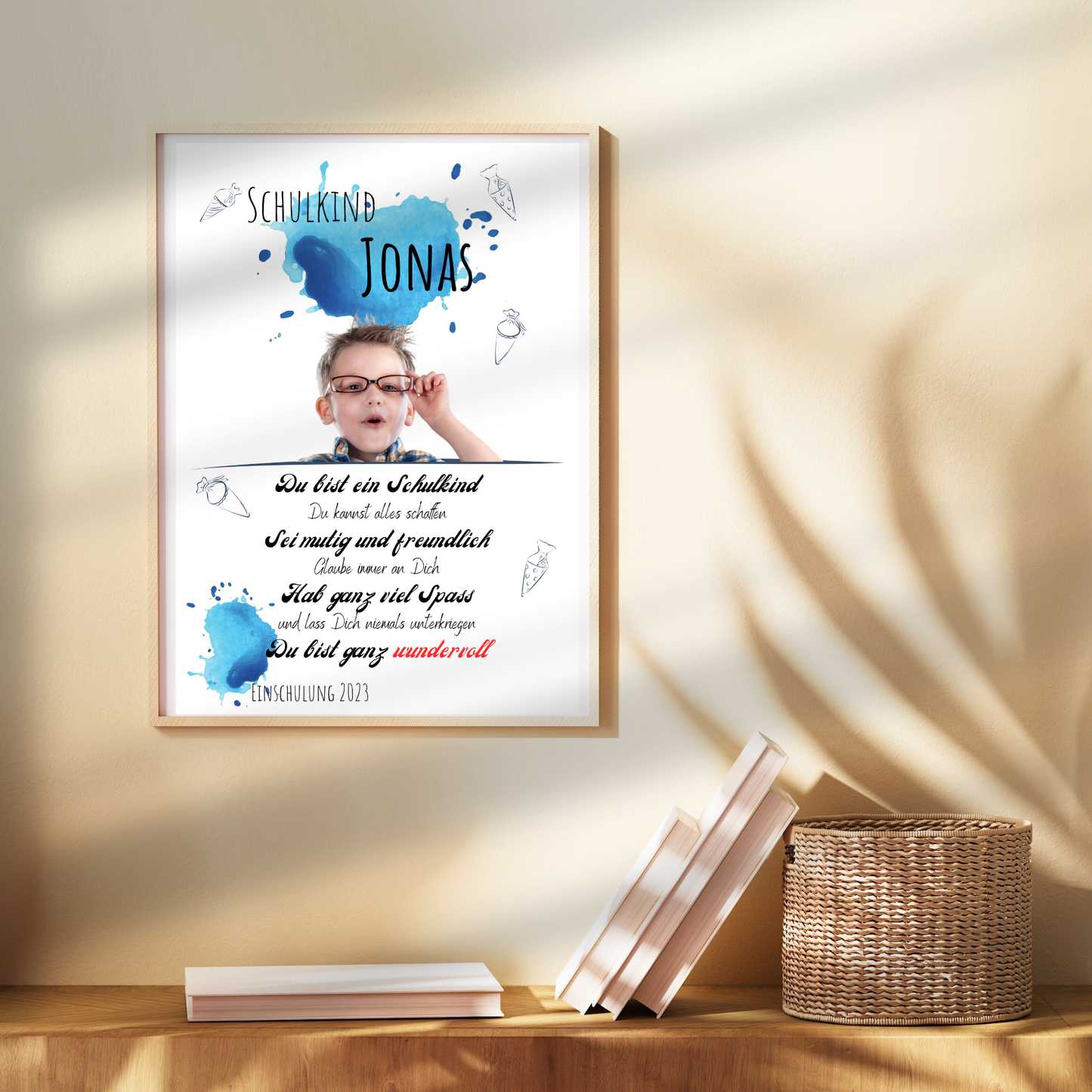 Personalisierte Einschulungs-Urkunde für Jungen mit Foto & Name. Digitaler Download – Last-Minute-Geschenk zum Ausdrucken. Einzigartig & individuell.