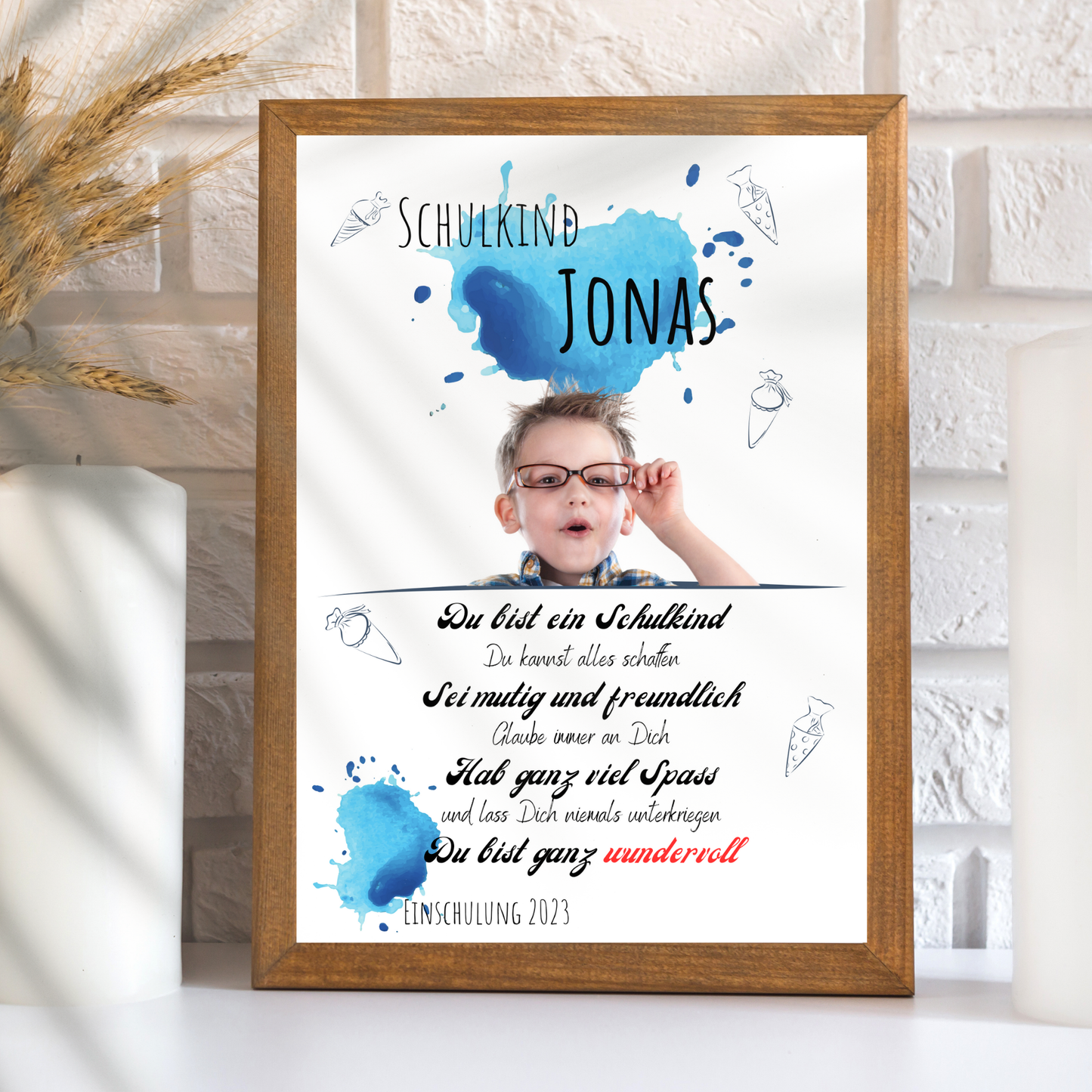 Personalisierte Einschulungs-Urkunde für Jungen mit Foto & Name. Digitaler Download – Last-Minute-Geschenk zum Ausdrucken. Einzigartig & individuell.