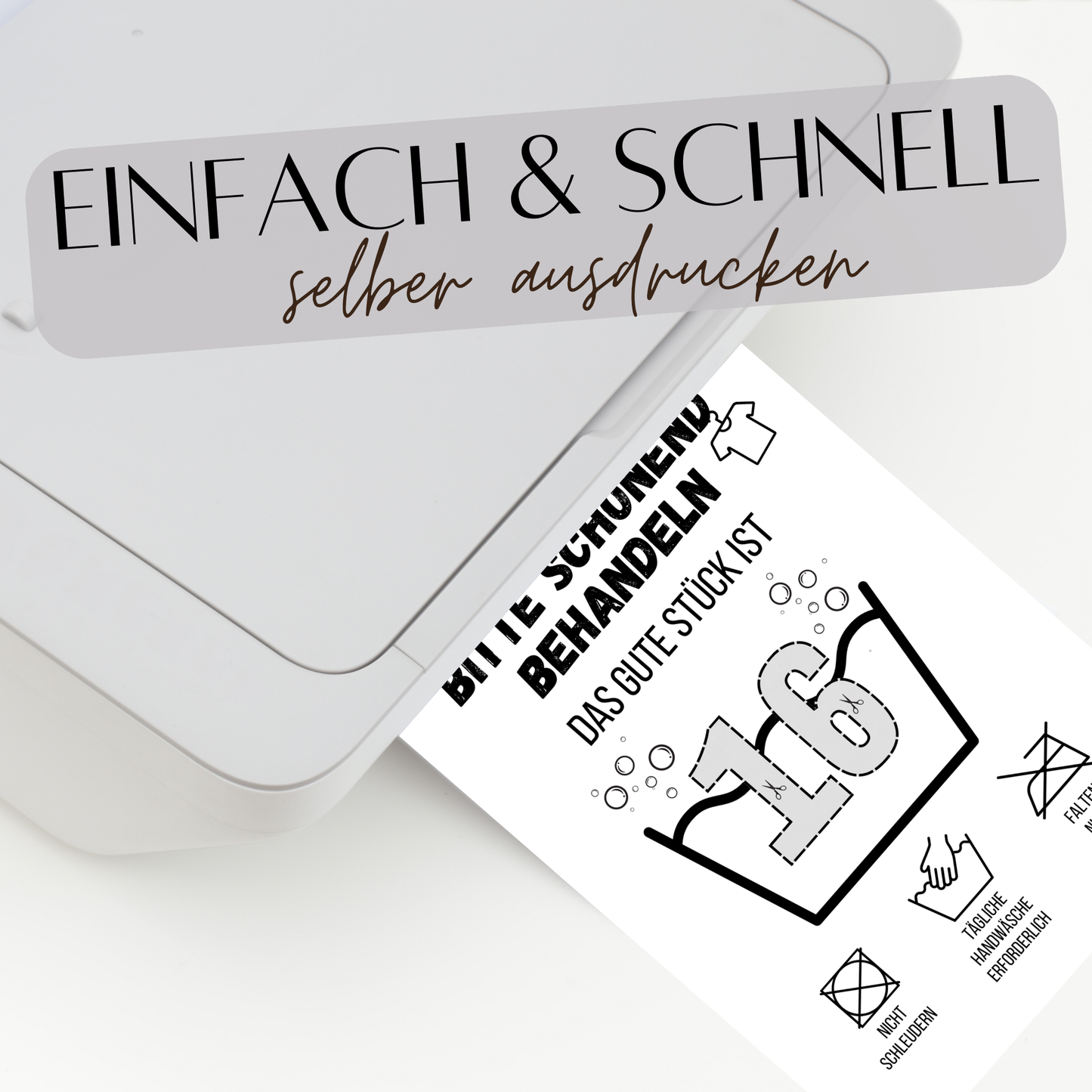 Originelles Geldgeschenk zum 16. Geburtstag: Digitaler Download zum Ausdrucken, humorvolle Waschanleitung, Last-Minute-Geschenkidee mit Geldscheinen.