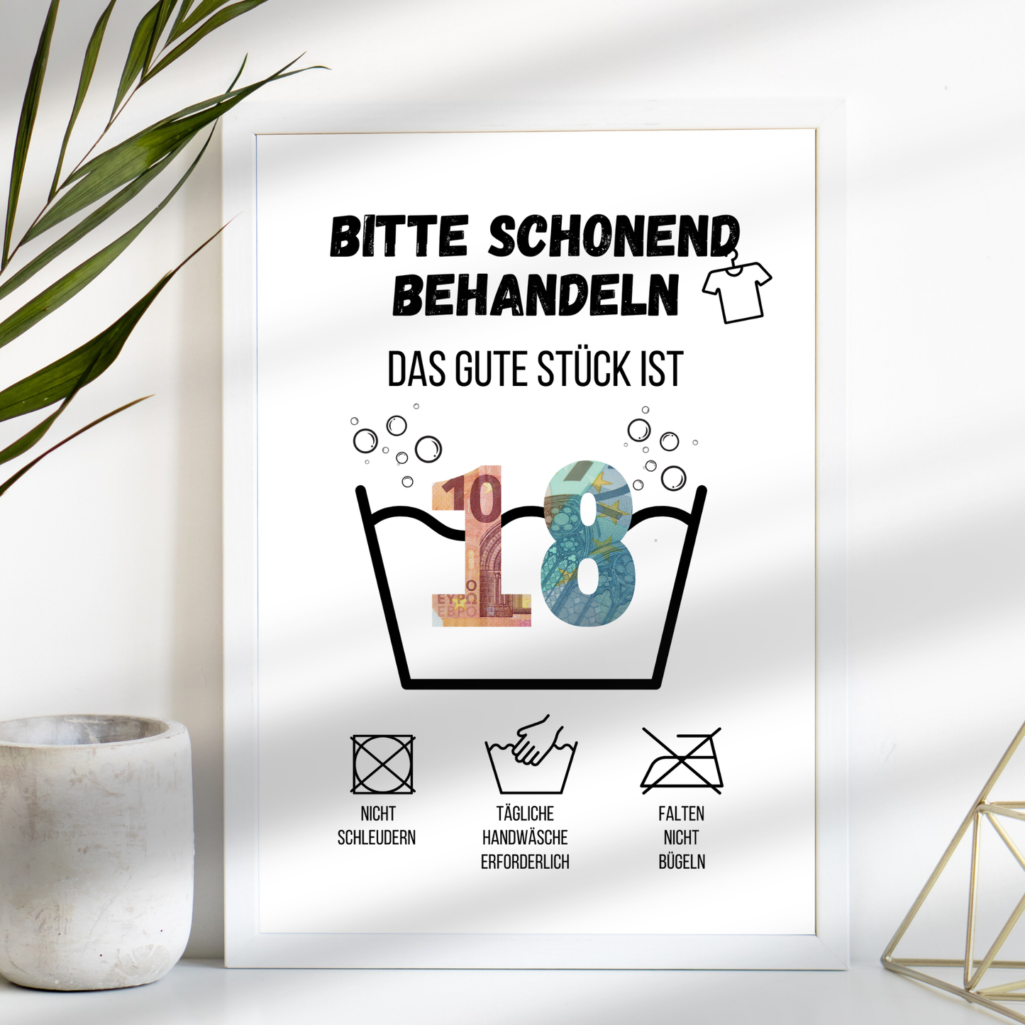Geldgeschenk 18. Geburtstag Waschanleitung Volljährigkeit | Digitaler Download | Last-Minute DIY Geschenk