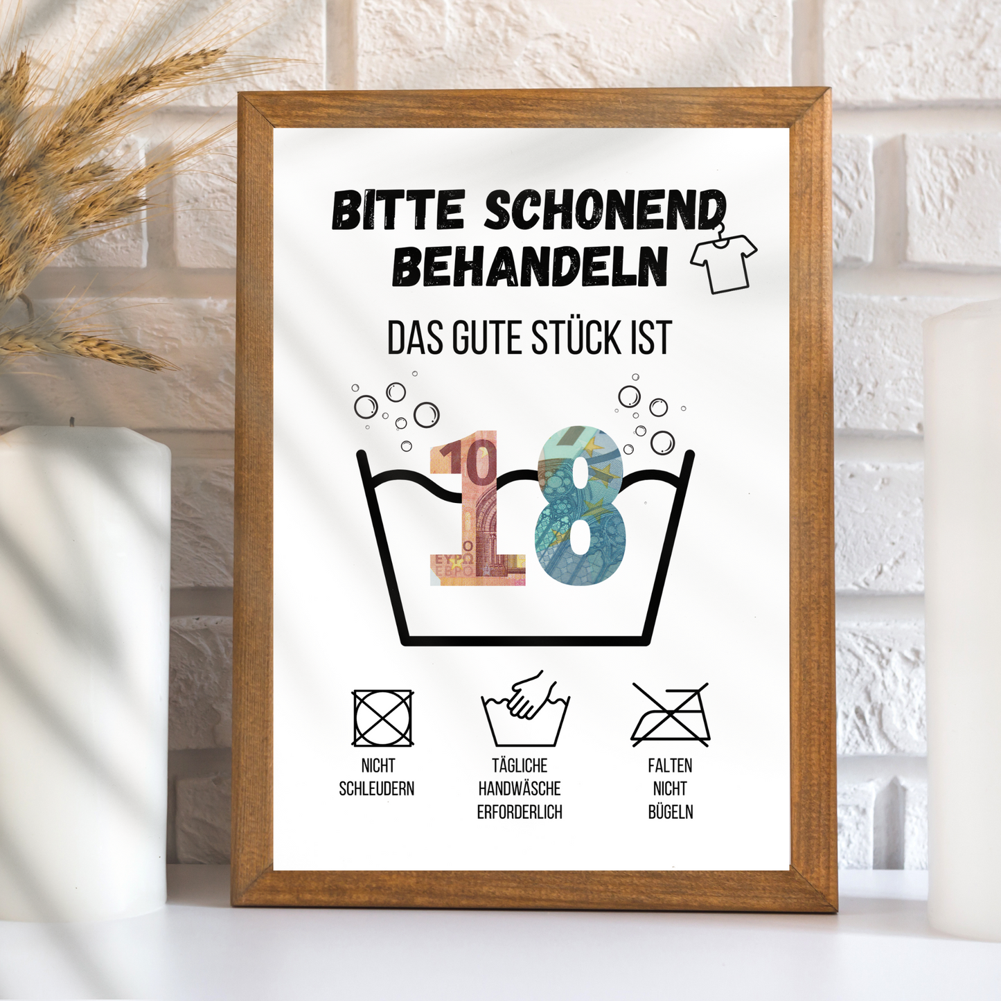 Geldgeschenk 18. Geburtstag Waschanleitung Volljährigkeit | Digitaler Download | Last-Minute DIY Geschenk