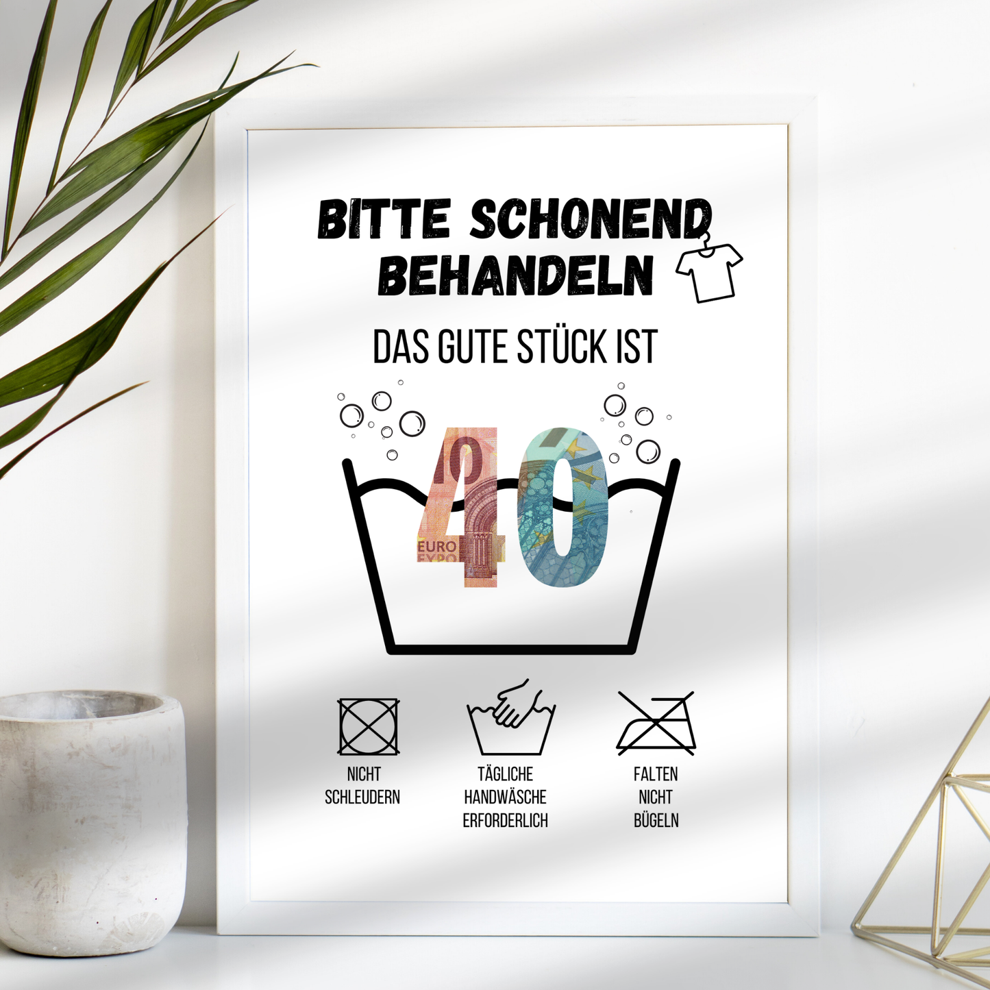 Originelles Geldgeschenk 40. Geburtstag: PDF Vorlage zum Ausdrucken | Last-Minute Geschenkidee mit Humor | Digitaler Download zum Selbstgestalten.