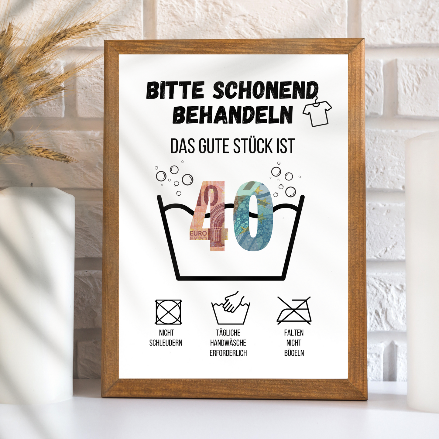 Originelles Geldgeschenk 40. Geburtstag: PDF Vorlage zum Ausdrucken | Last-Minute Geschenkidee mit Humor | Digitaler Download zum Selbstgestalten.