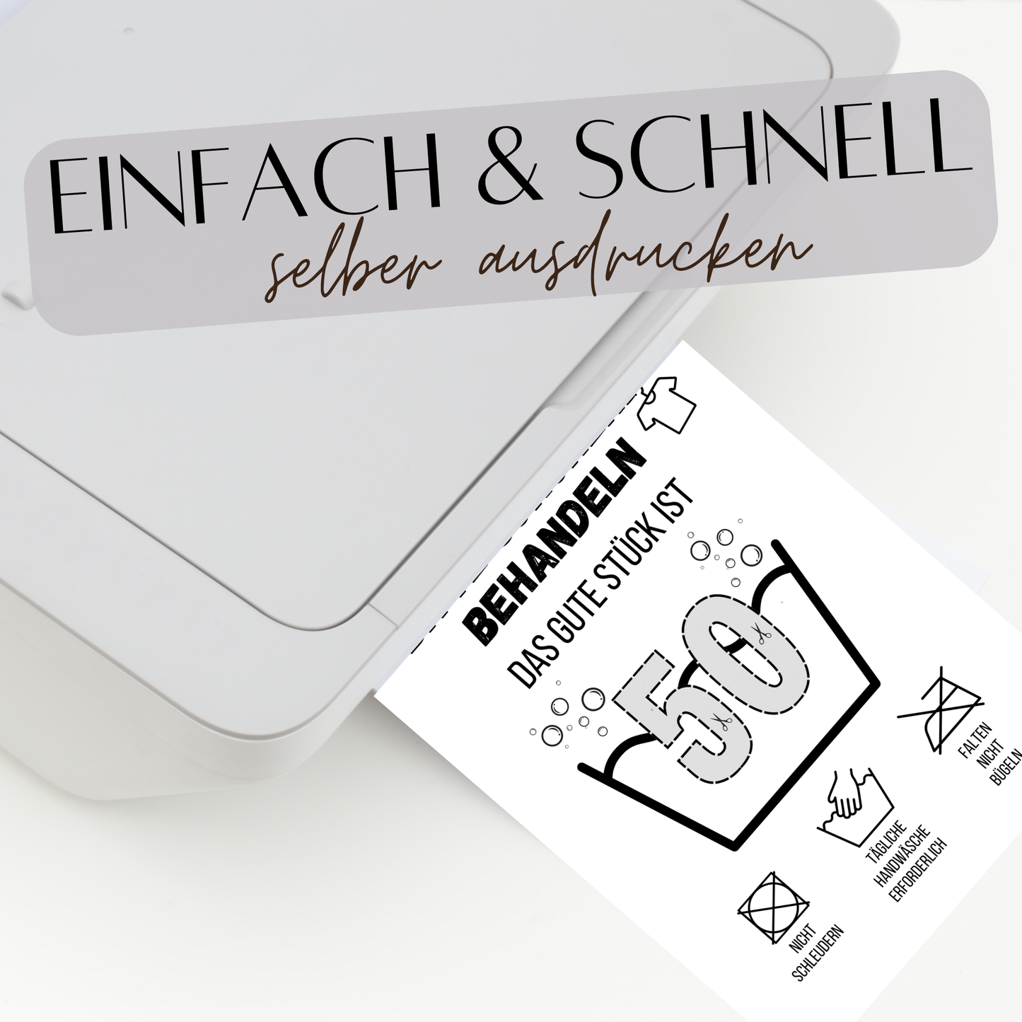 Originelles Geldgeschenk zum 50. Geburtstag: Waschanleitung-Vorlage als Digitaler Download. Einfach ausdrucken, ausschneiden & mit Geldscheinen dekorieren. Last Minute Geschenkidee!