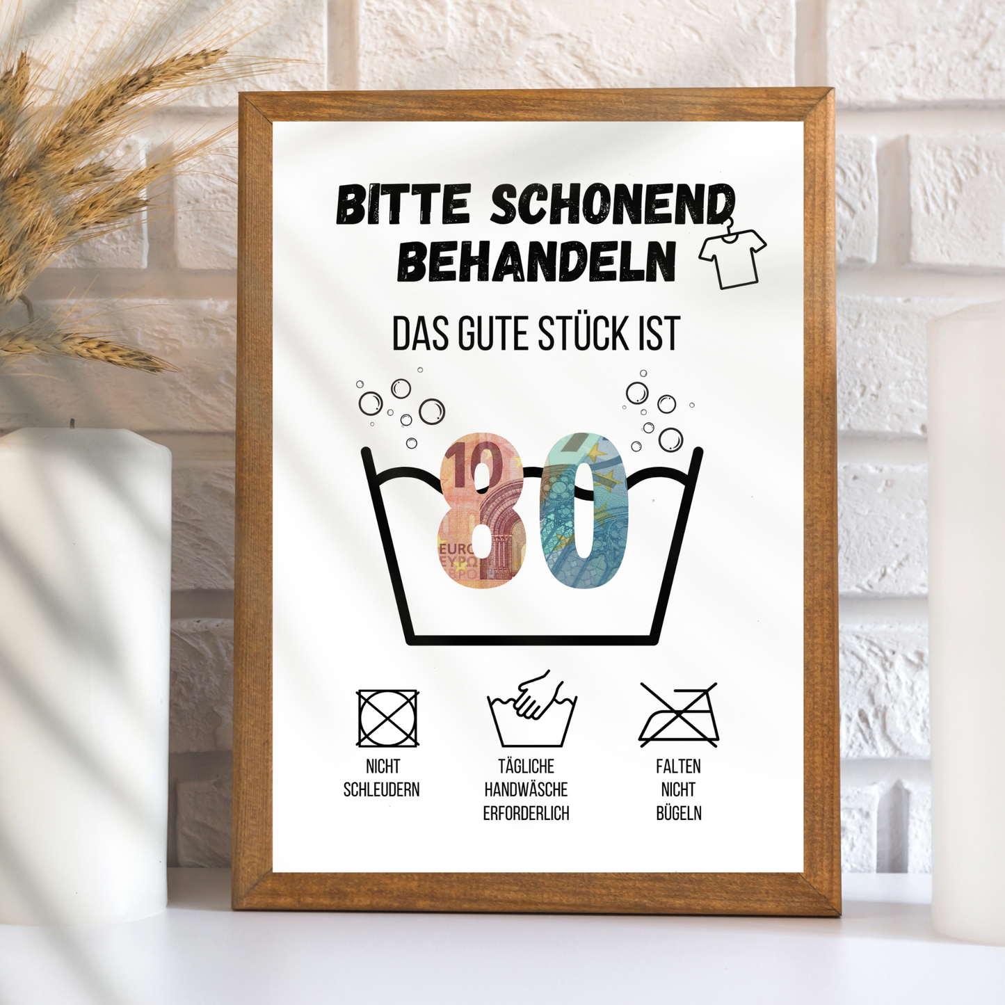 Originelles Geldgeschenk zum 80. Geburtstag: DIY "Waschanleitung" Vorlage zum Ausdrucken. Digitaler Download, Last-Minute Geschenkidee!