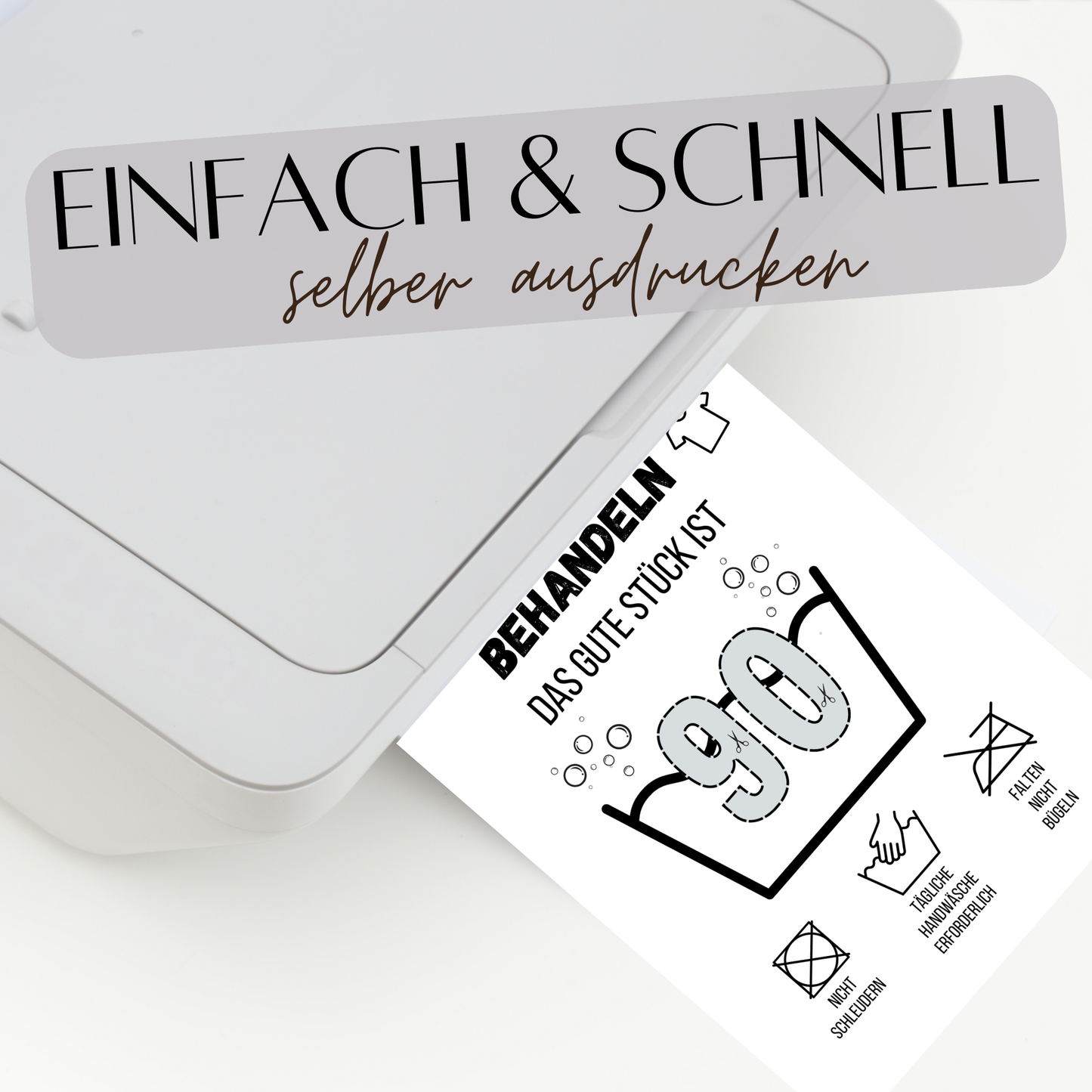 Originelles Geldgeschenk zum 90. Geburtstag: Waschanleitung als PDF-Download. Einfach ausdrucken, gestalten & verschenken. Perfekt als Last-Minute-Idee!