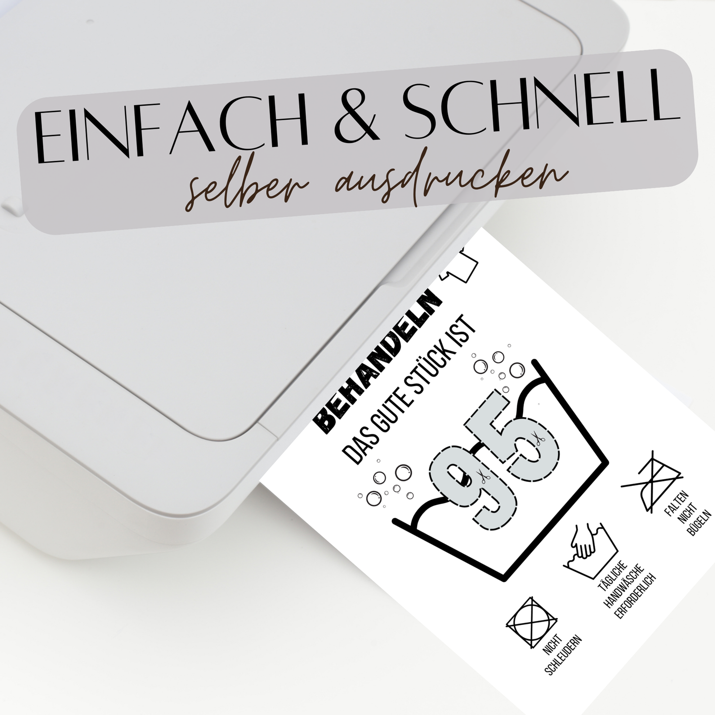 Originelles Geldgeschenk zum 95. Geburtstag: PDF-Vorlage „Waschanleitung“ zum Ausdrucken. Perfekt als Last Minute Geschenkidee zum Selbermachen. Sofort-Download!
