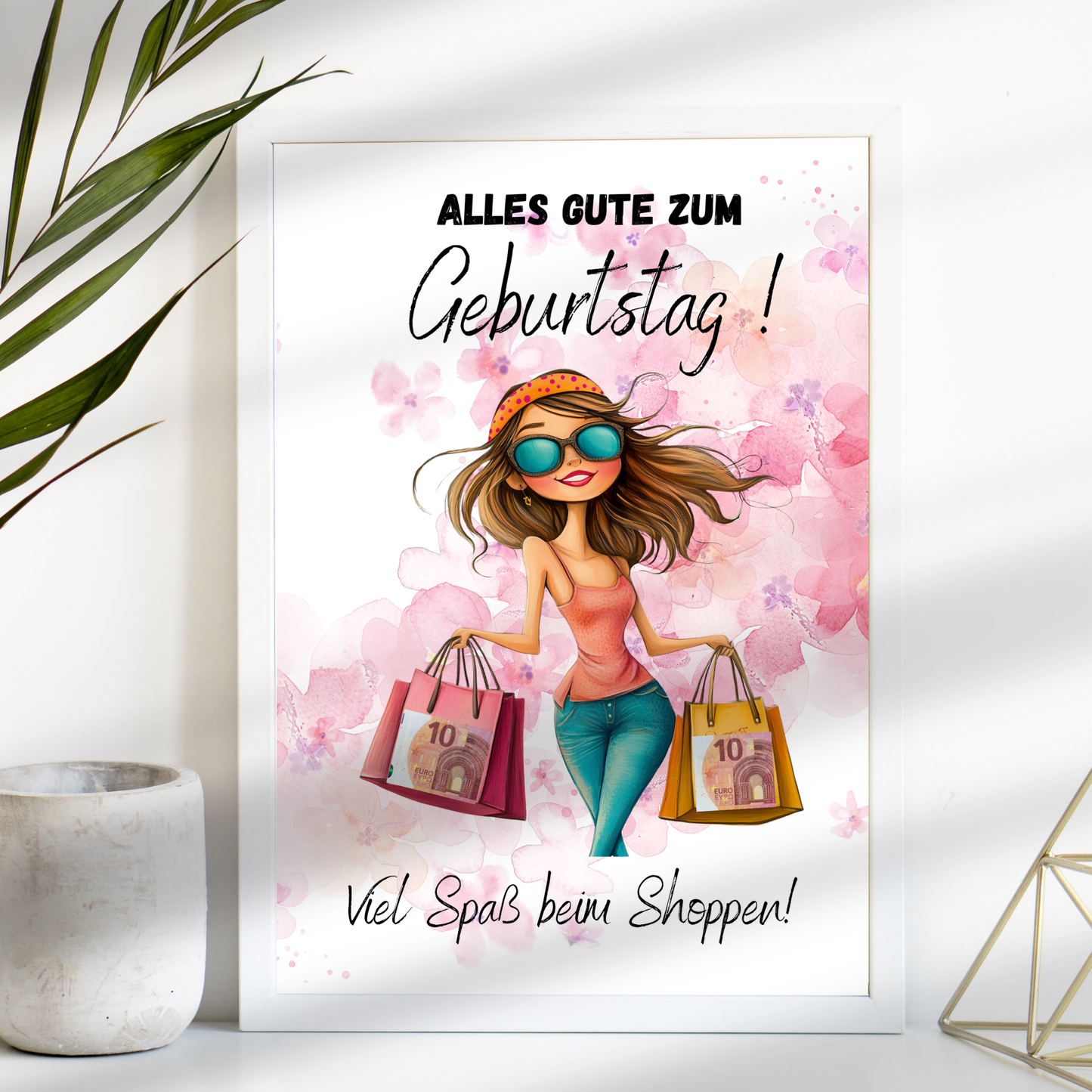Originelles Geldgeschenk zum Geburtstag: Digitaler Download „Geld zum Shoppen“. Einfach ausdrucken, Geldscheine einfügen & einrahmen – sofort verfügbar!