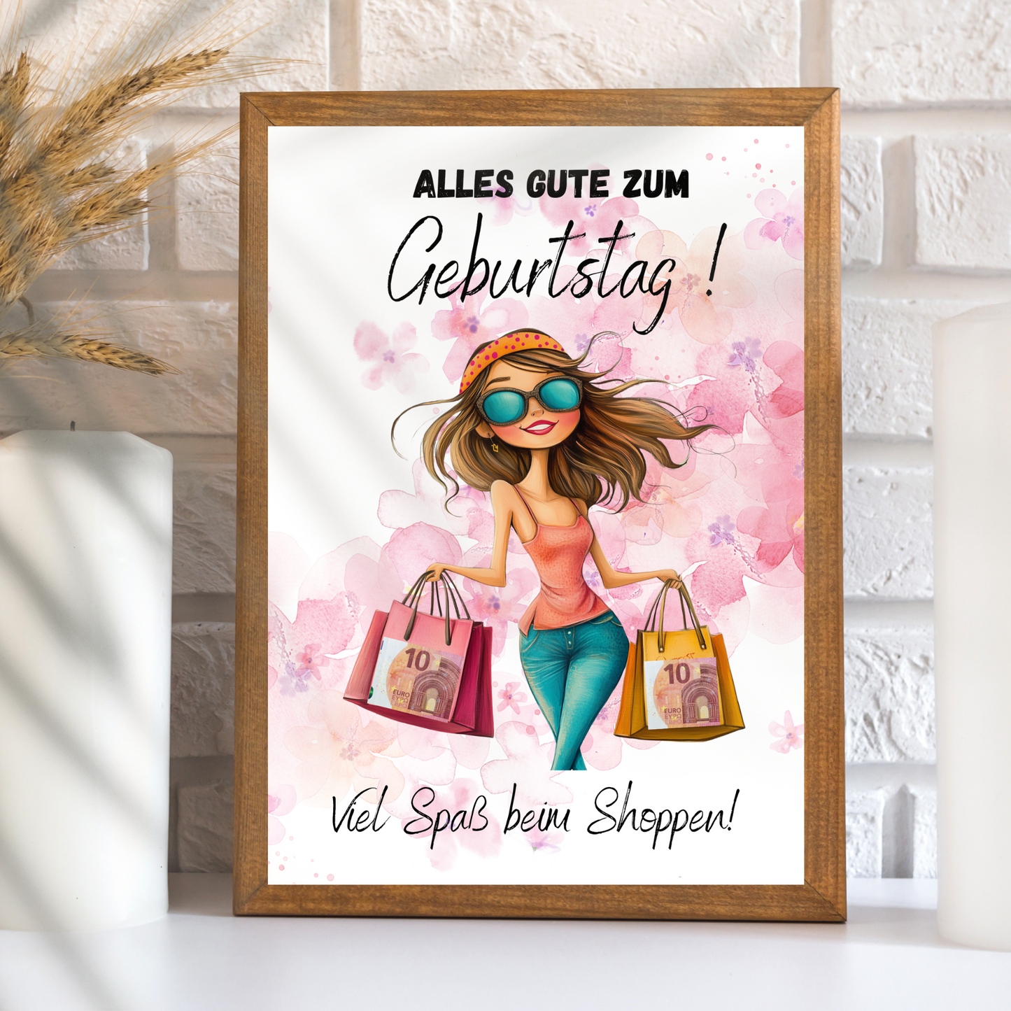 Originelles Geldgeschenk zum Geburtstag: Digitaler Download „Geld zum Shoppen“. Einfach ausdrucken, Geldscheine einfügen & einrahmen – sofort verfügbar!