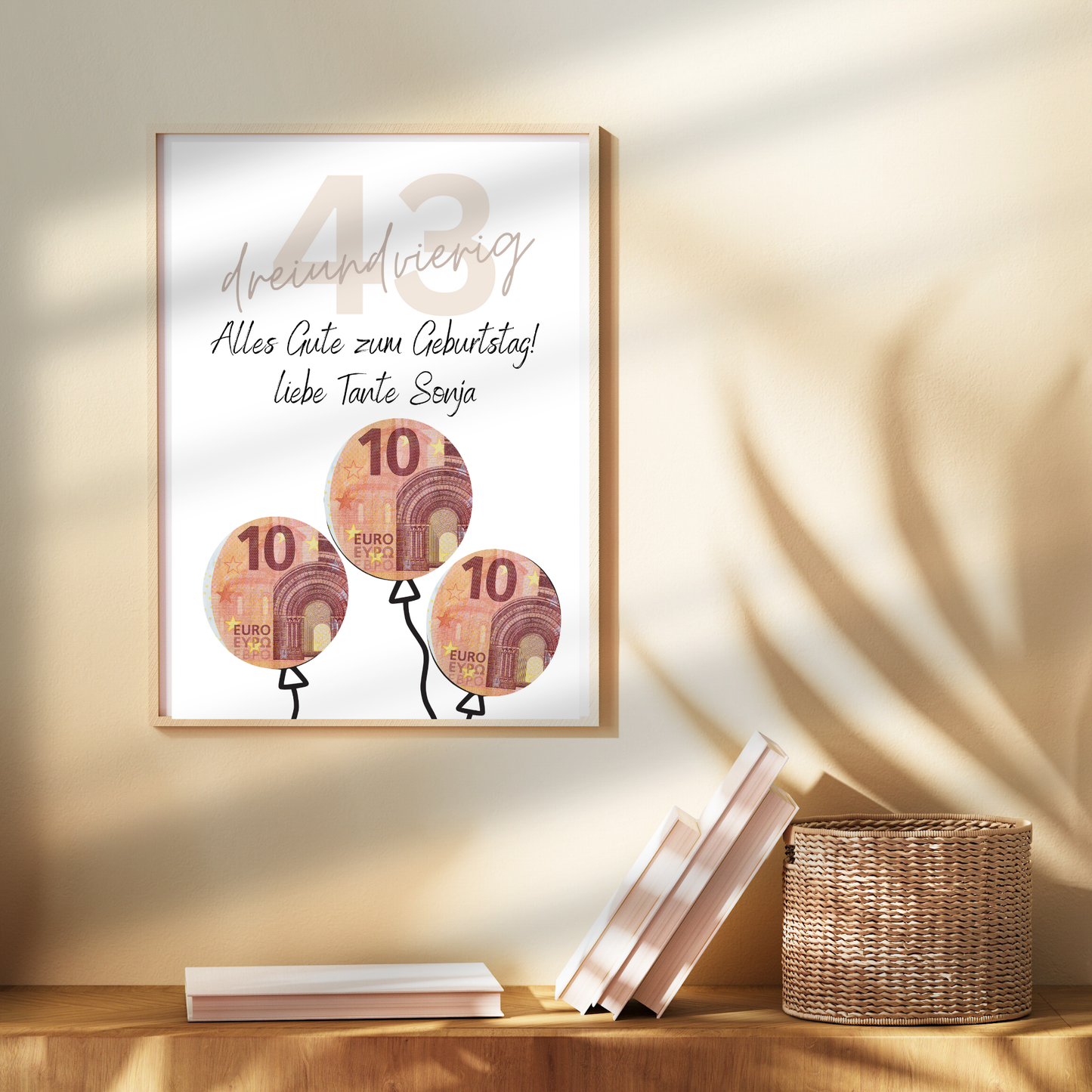 Personalisierbares Geldgeschenk zum Geburtstag mit Name & Alter. Digitaler Download zum Ausdrucken – kreatives Last-Minute-Geschenk für jeden Anlass.