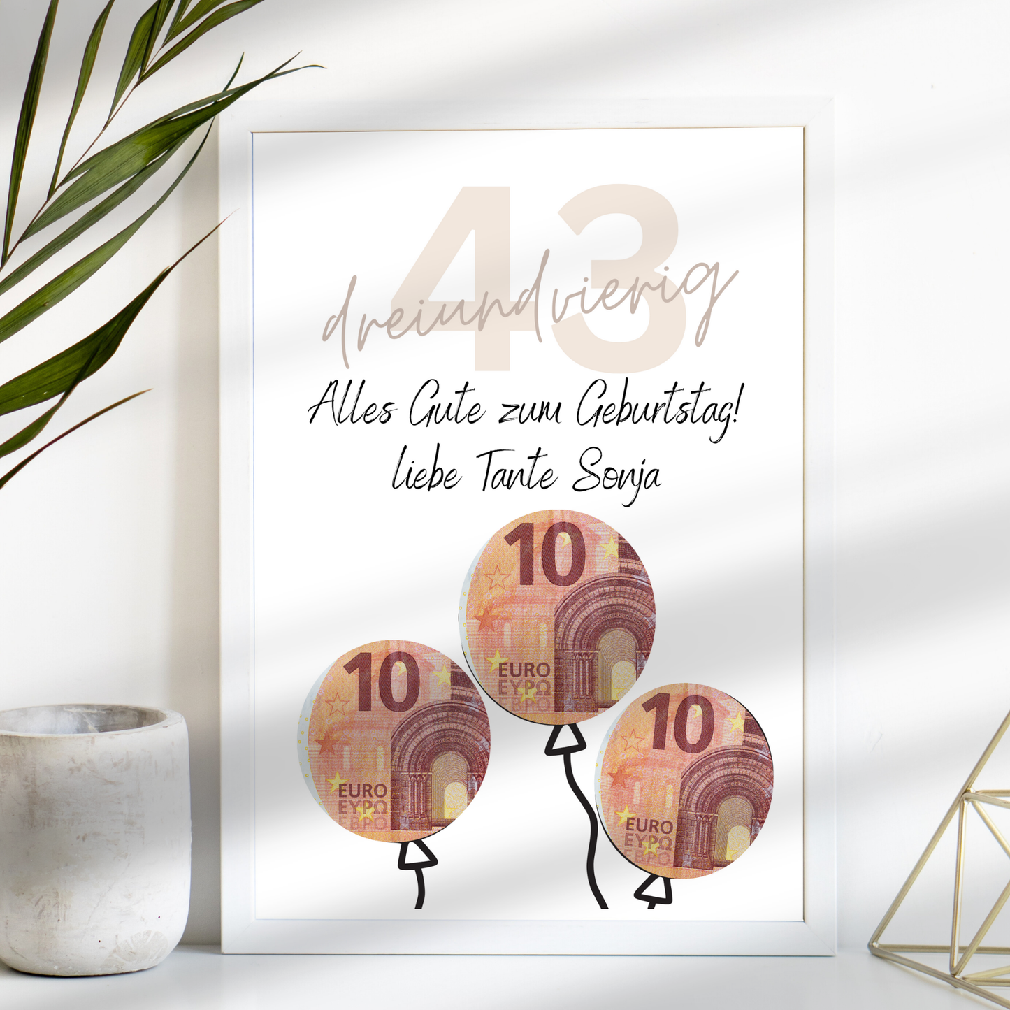 Personalisierbares Geldgeschenk zum Geburtstag mit Name & Alter. Digitaler Download zum Ausdrucken – kreatives Last-Minute-Geschenk für jeden Anlass.