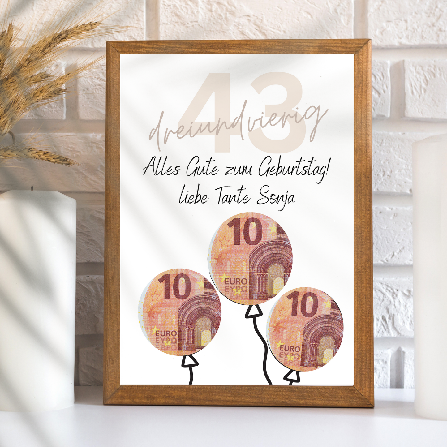 Personalisierbares Geldgeschenk zum Geburtstag mit Name & Alter. Digitaler Download zum Ausdrucken – kreatives Last-Minute-Geschenk für jeden Anlass.