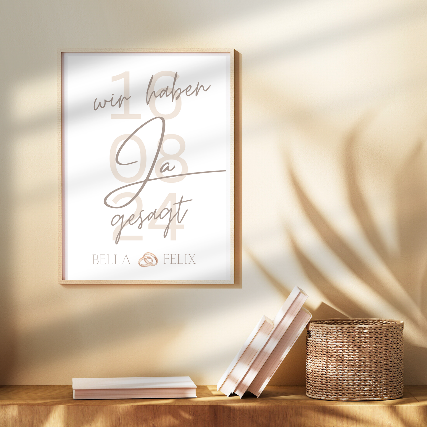 Personalisiertes Hochzeitsposter „Wir haben JA gesagt“ mit Namen & Datum. Digitaler Download, sofort ausdrucken & verschenken.