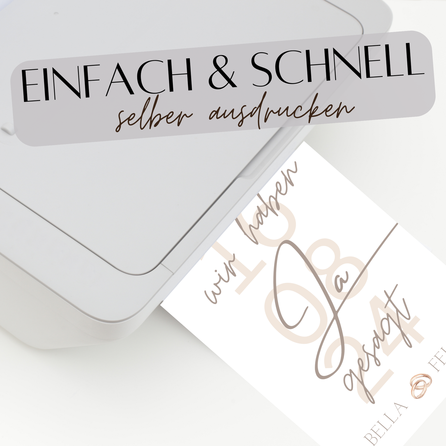 Personalisiertes Hochzeitsposter „Wir haben JA gesagt“ mit Namen & Datum. Digitaler Download, sofort ausdrucken & verschenken.