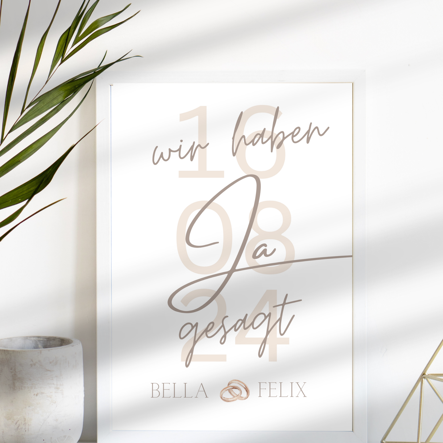 Personalisiertes Hochzeitsposter „Wir haben JA gesagt“ mit Namen & Datum. Digitaler Download, sofort ausdrucken & verschenken.