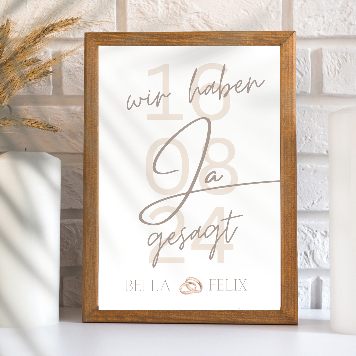 Personalisiertes Hochzeitsposter „Wir haben JA gesagt“ mit Namen & Datum. Digitaler Download, sofort ausdrucken & verschenken.