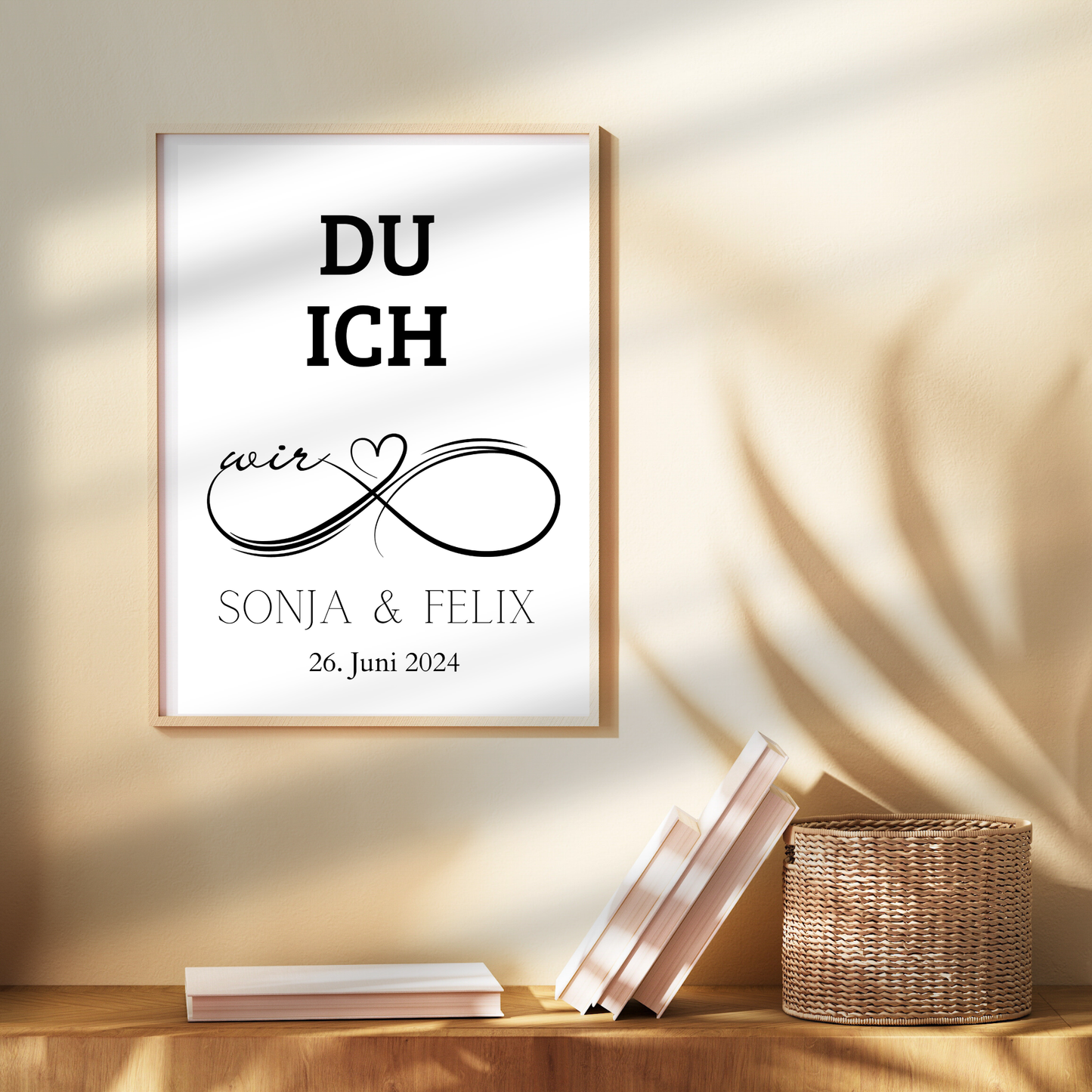 Personalisierbares Hochzeitsposter „DU ICH WIR“ mit Name & Datum. Digitaler Download – einfach ausdrucken & verschenken. Perfekt als Last-Minute-Geschenk.