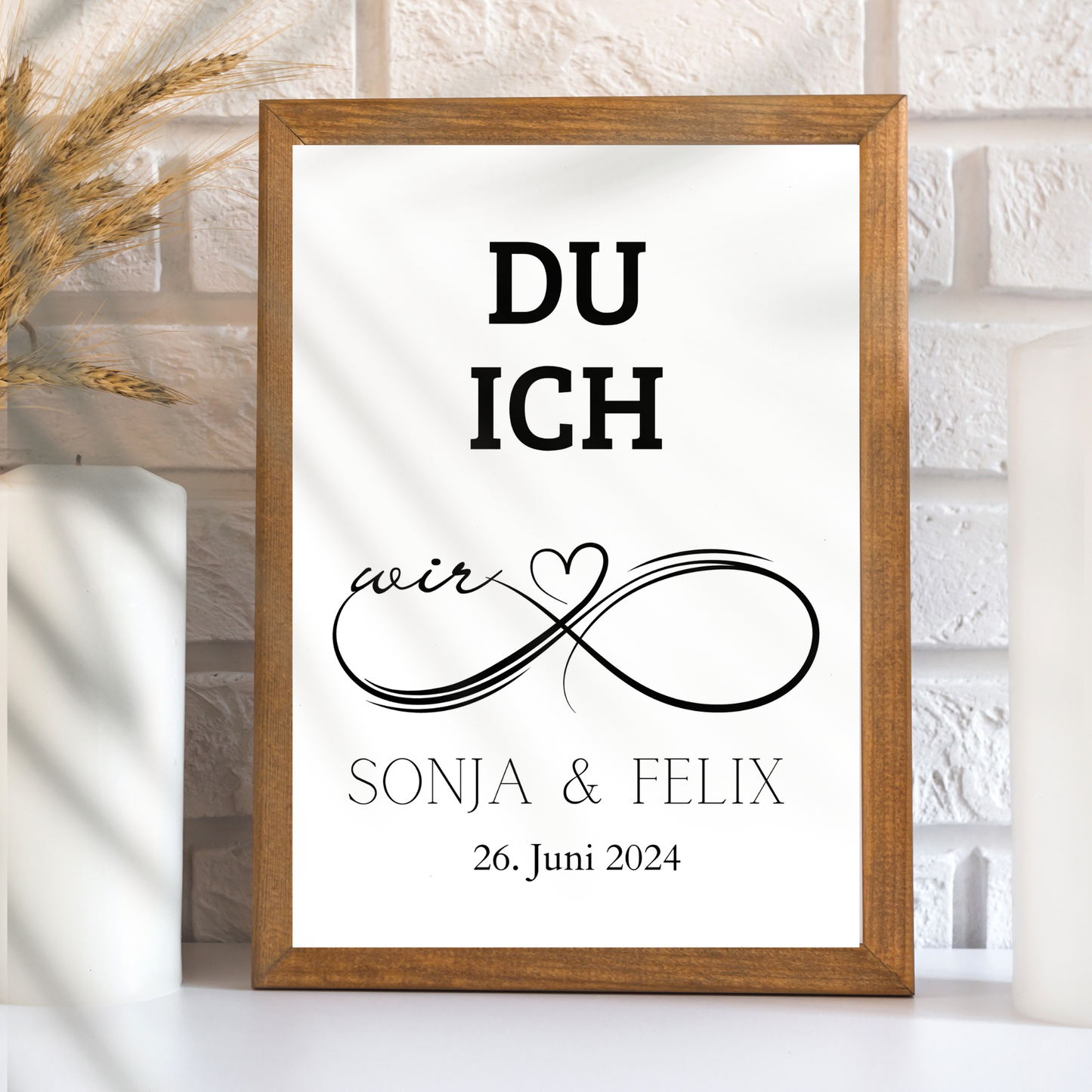 Personalisierbares Hochzeitsposter „DU ICH WIR“ mit Name & Datum. Digitaler Download – einfach ausdrucken & verschenken. Perfekt als Last-Minute-Geschenk.