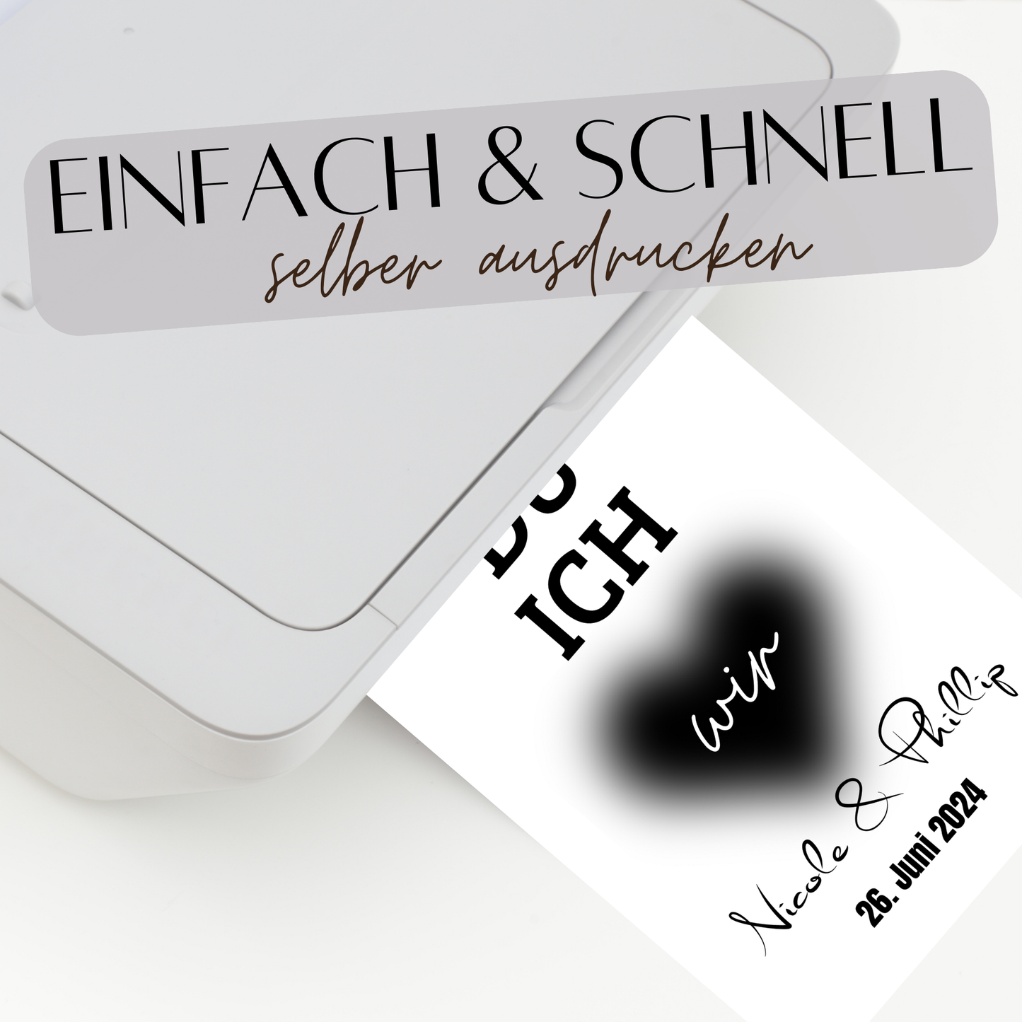 Personalisiertes Hochzeitsposter "DU ICH WIR" im Herz – Name & Datum. Sofort-Download, selbst ausdrucken. Perfektes Last-Minute-Hochzeitsgeschenk.