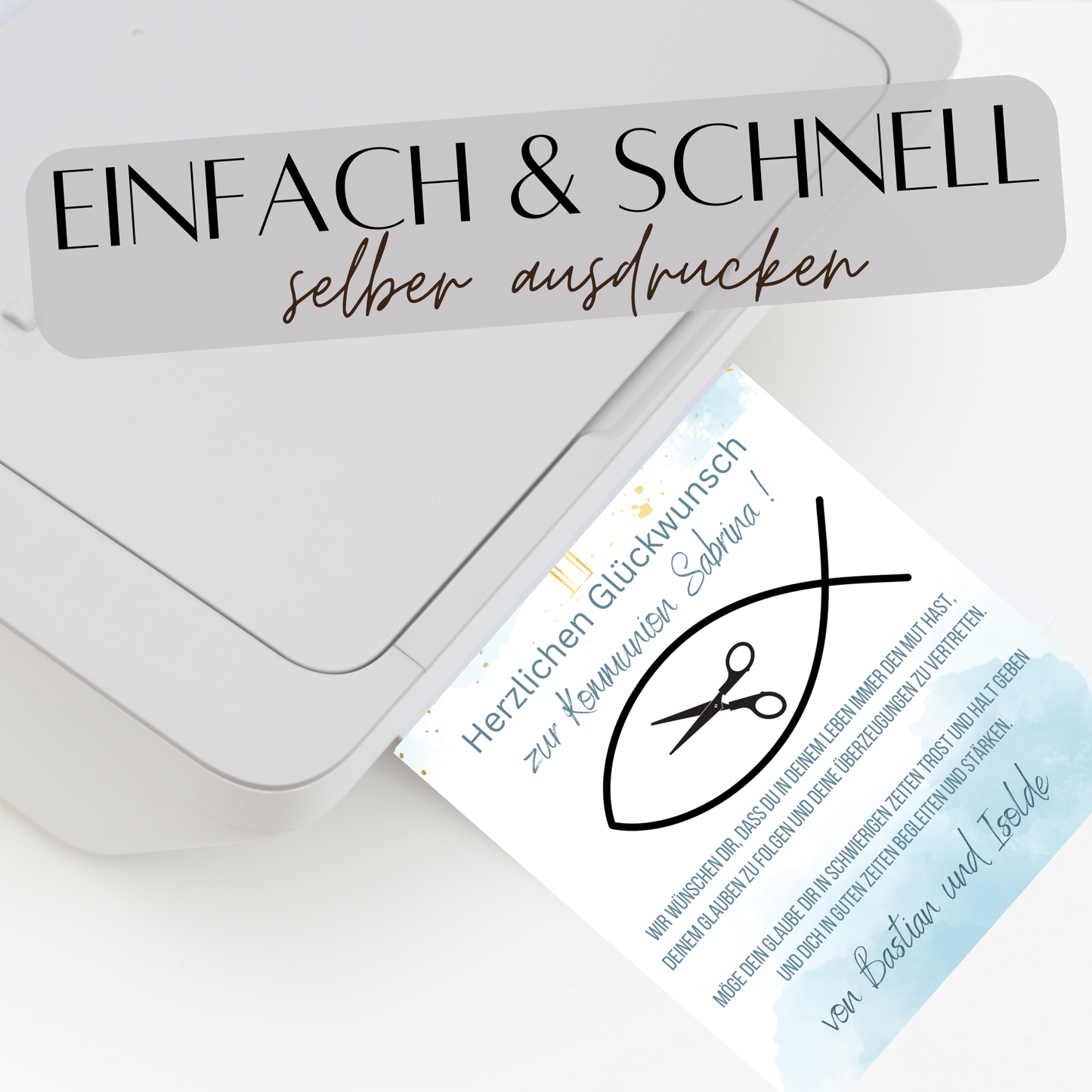 Personalisiertes Geldgeschenk zur Kommunion mit Name & Datum. Digitaler Download zum Ausdrucken. Last-Minute-Geschenkidee – schnell & individuell.
