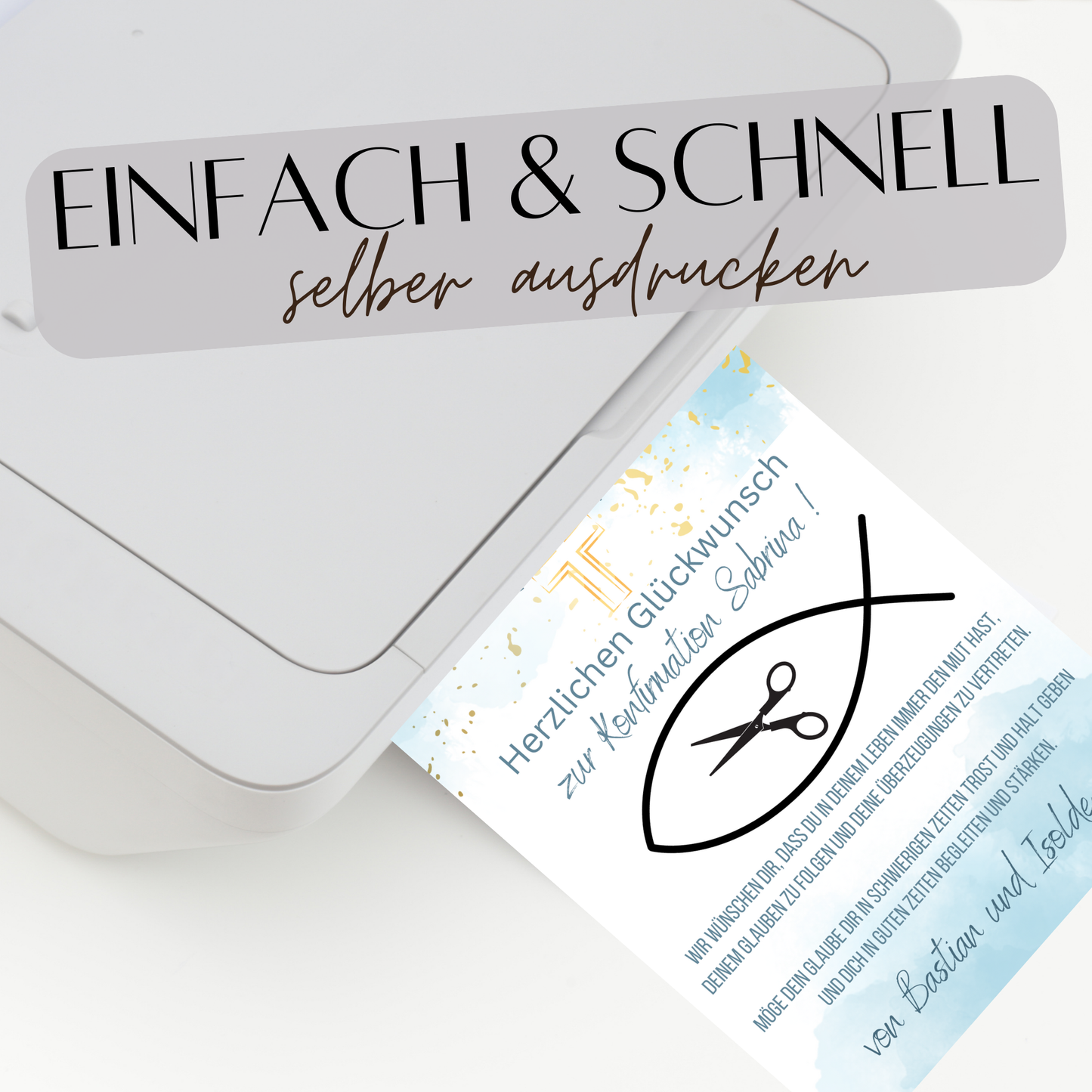 Personalisiertes Geldgeschenk zur Konfirmation. Digitaler Download, Name & Text anpassbar. Sofort ausdrucken – ideales Last-Minute-Geschenk.
