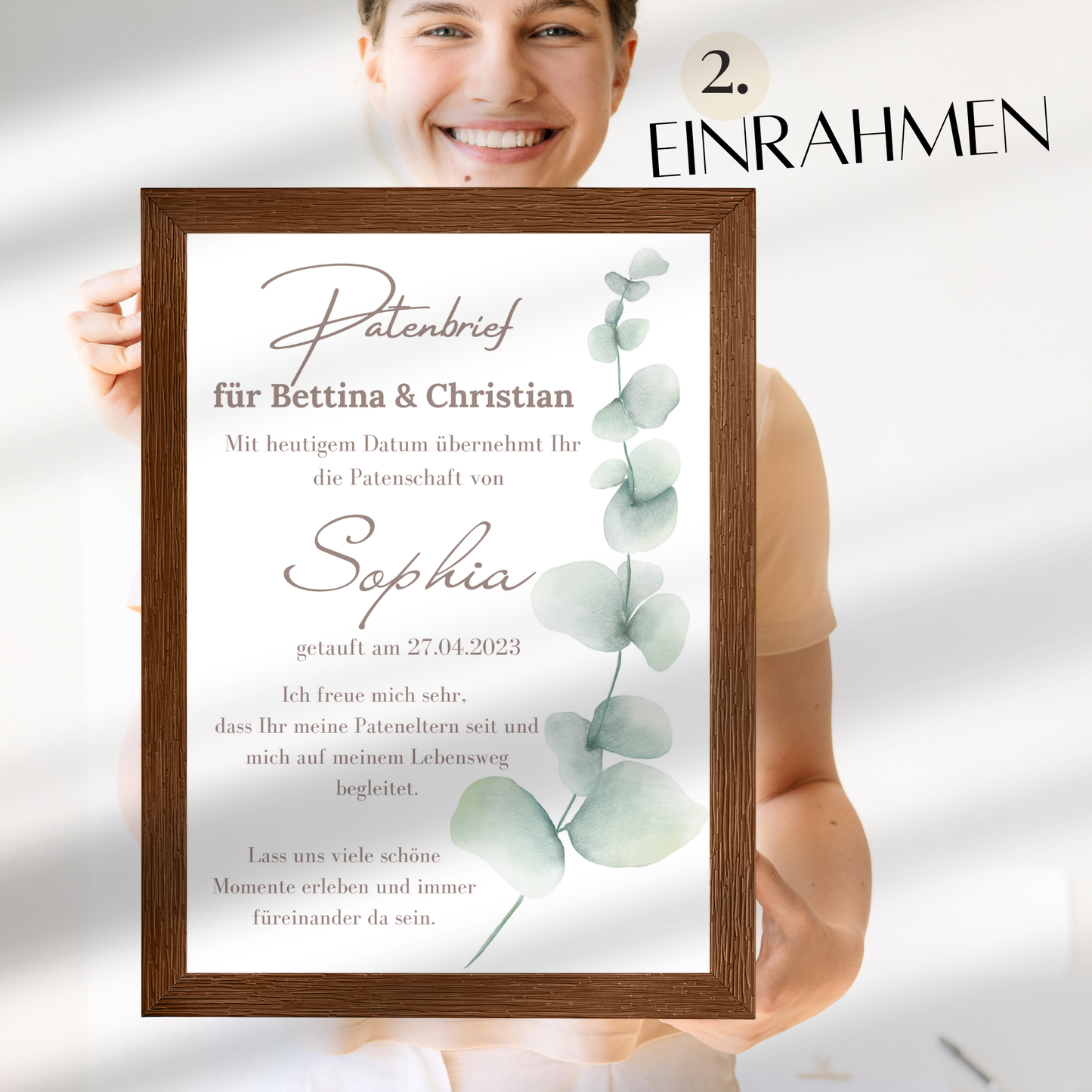Personalisierter Patenbrief für Patentante, Patenonkel oder Pateneltern – perfektes Geschenk zur Taufe. Digitaler Download als PDF, A4, individuell mit Name & Datum. Schnelle Lieferung in 12–24 Stunden. Sofort ausdruckbar – Last-Minute-Geschenkidee.
