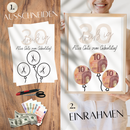 Geldgeschenk 30. Geburtstag zum Ausdrucken | Digitaler Download