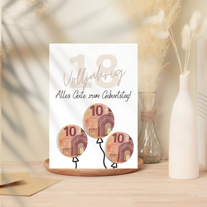 Geldgeschenk 18. Geburtstag | Digitaler Download PDF | Geschenkidee Volljährigkeit zum Ausdrucken