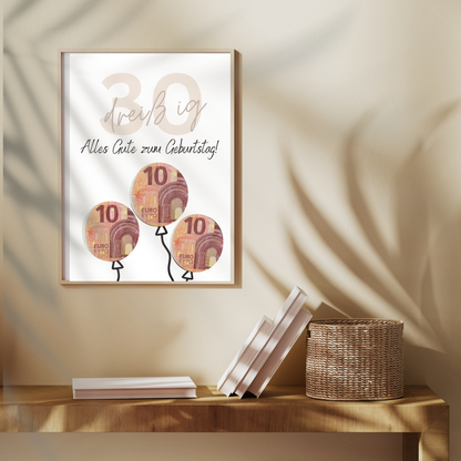 Geldgeschenk 30. Geburtstag zum Ausdrucken | Digitaler Download